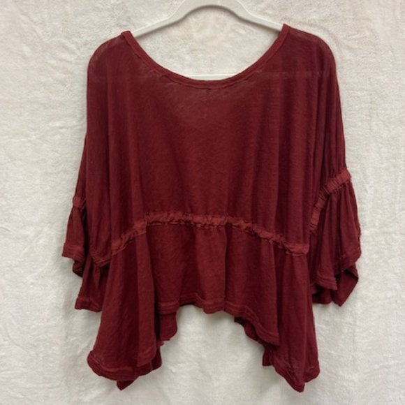 Free People Sand Storm Flounce Top in Sanguine Size Large - Picture 6 of 10